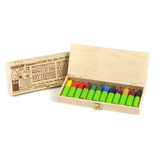 Load image into Gallery viewer, 12 Mini wax crayons in wooden case