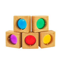 Φόρτωση εικόνας στο εργαλείο προβολής Συλλογής, Σετ 5 ξύλινων κύβων με χρωματιστά πρίσματα