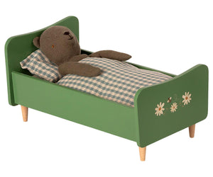 Wooden bed, Teddy dad - Dusty green