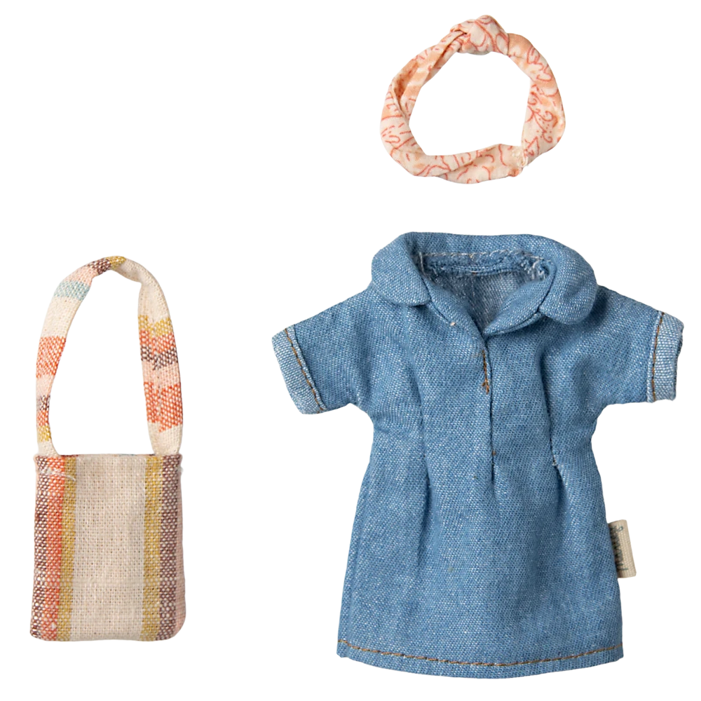 Denim dress and bag, Mum mouse