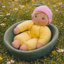 Load image into Gallery viewer, Organic doll, Yellow Flower Baby
