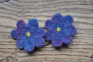 Felt craft set hair ribbon, blossoms - blue