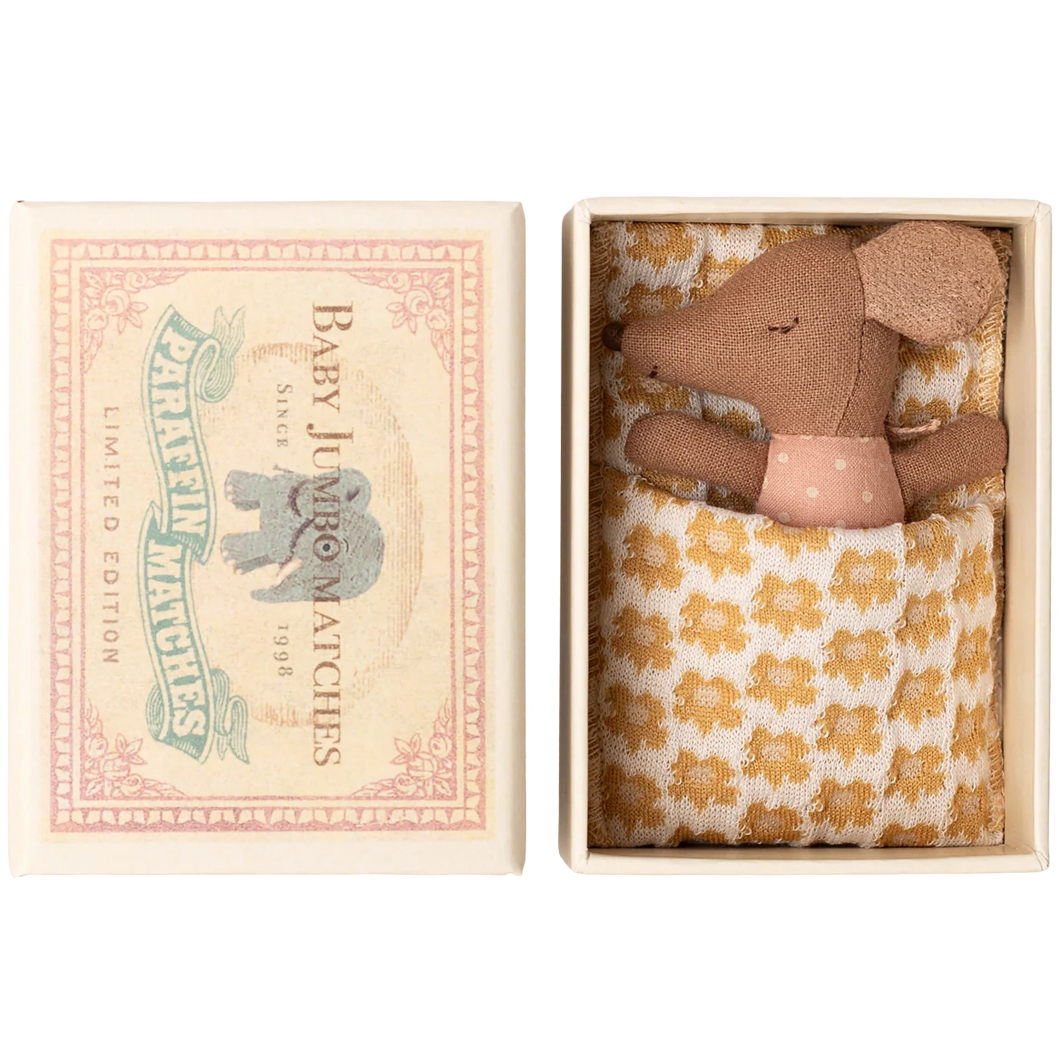 Sleepy wakey baby mouse in matchbox - Rose