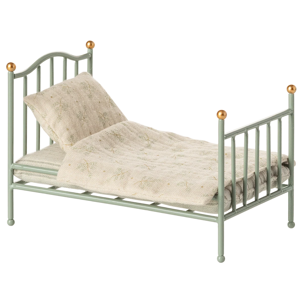 Vintage single bed, Mouse - Mint
