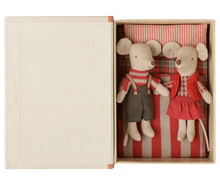 Load image into Gallery viewer, Christmas twin mice, Little sister and brother in book
