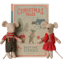 Load image into Gallery viewer, Christmas twin mice, Little sister and brother in book
