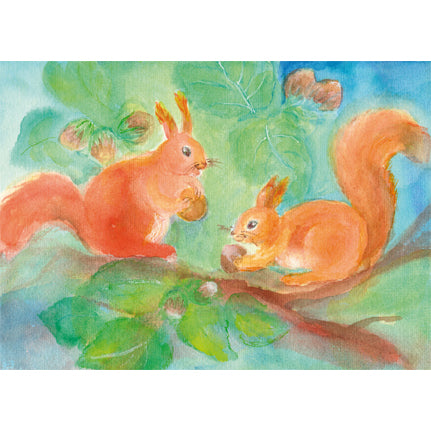 Two squirrels postcard