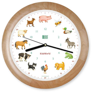 Real animal voices wall clock - Wood
