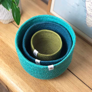 Jute Tall Basket Set - Ocean