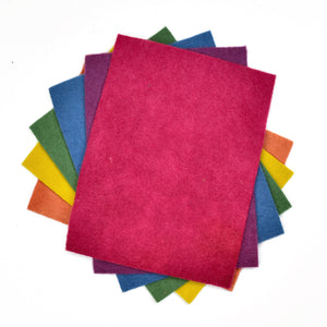 Organic wool felt sheets, set of 6 basic colours