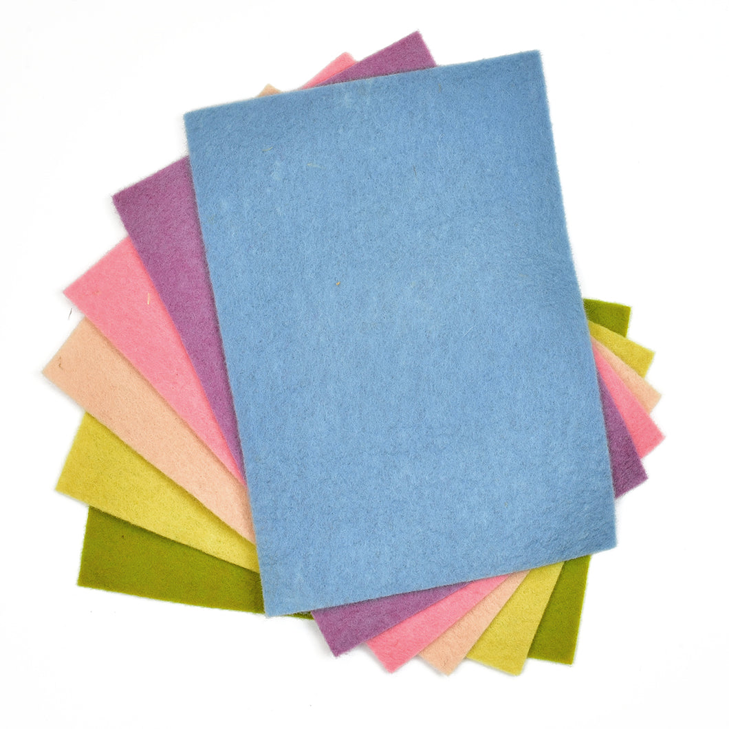 Organic wool felt sheets, set of 6 pastel colours