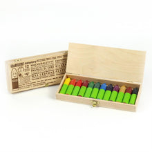 Load image into Gallery viewer, 12 Mini wax crayons in wooden case
