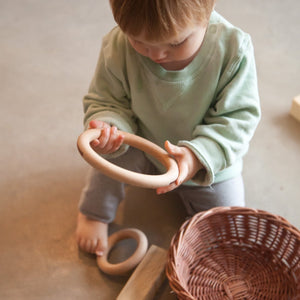 Large hoops, natural wood