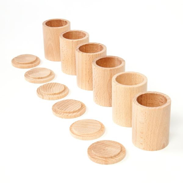 6 cups with lid in natural wood