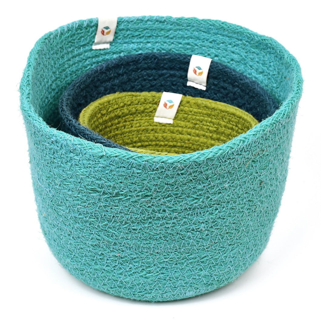 Jute Tall Basket Set - Ocean